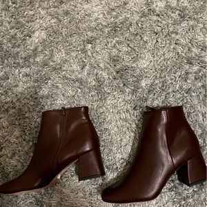 Women’s brown leather boots with heel